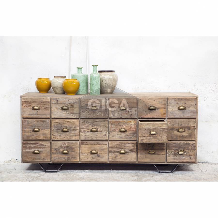 Houten Metalen Ladekast Dressoir Industrieel Vintage Houten Metalen Ladekast Dressoir Industrieel Vintage