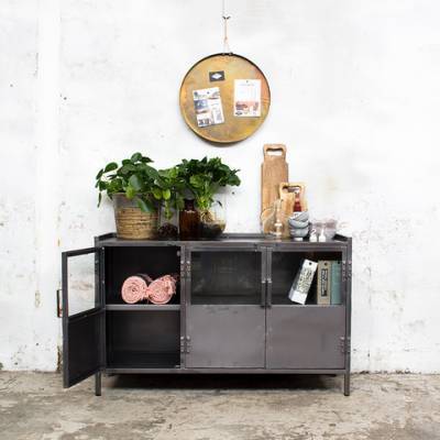 Industrieel Dressoir Glas Metal Industrieel Dressoir Glas Metal