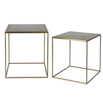 BePure Bijzettafel Metallica Brass Set Van 2 BePure Bijzettafel Metallica Brass Set Van 2