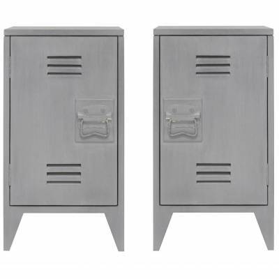 HK Living Nachtkastje Set Van 2 Locker Grijs HK Living Nachtkastje Set Van 2 Locker Grijs