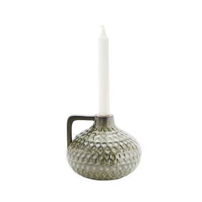 Madam Stoltz Kandelaar Stoneware Green Rond Groot Madam Stoltz Kandelaar Stoneware Green Rond Groot