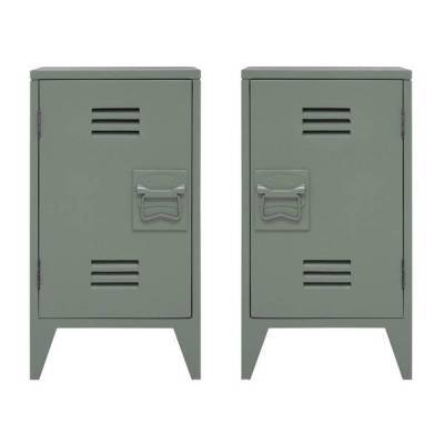 HK Living Nachtkastje Set Van 2 Locker Legergroen HK Living Nachtkastje Set Van 2 Locker Legergroen