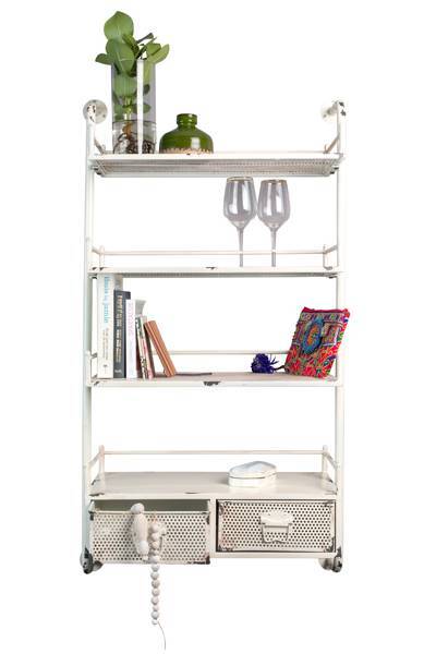 Wandkast Barber Met 2 Lades - Wit - Dutchbone Wandkast Barber Met 2 Lades - Wit - Dutchbone
