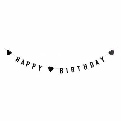 Madam Stoltz Verjaardagsslinger Happy Birthday Zwart Madam Stoltz Verjaardagsslinger Happy Birthday Zwart