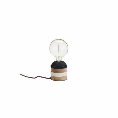 Madam Stoltz Tafellamp Wood Iron Black White Madam Stoltz Tafellamp Wood Iron Black White