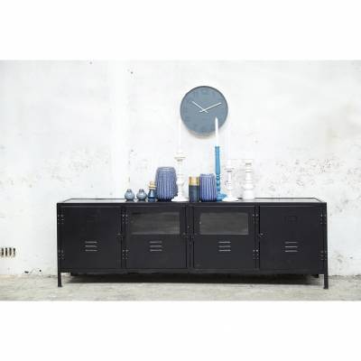 Tv Meubel Locker Vintage Glass Zwart Tv Meubel Locker Vintage Glass Zwart