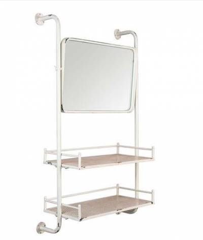 Wandrek Barber Met Spiegel - Wit - Dutchbone Wandrek Barber Met Spiegel - Wit - Dutchbone