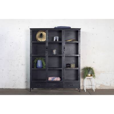 Vitrinekast 3 deurs basic zwart Vitrinekast 3 deurs basic zwart