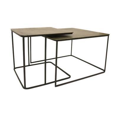 Ijzer/messing koffietafel, set van 2 Ijzer/messing koffietafel, set van 2