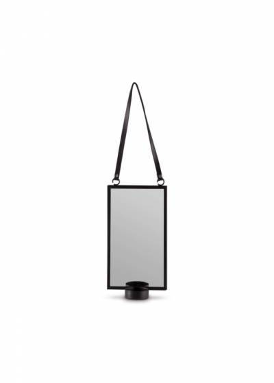 Vt Wonen Mirror with black leather robe 10x24 cm Vt Wonen Mirror with black leather robe 10x24 cm