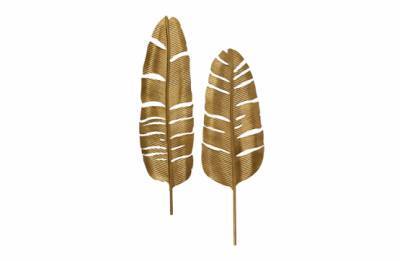 Set van 2 - feathers metaal antique brass Set van 2 - feathers metaal antique brass