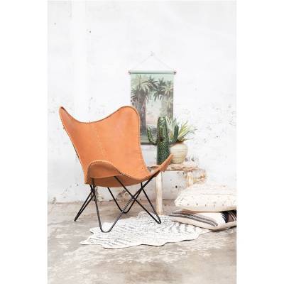 Vlinderstoel Cognac - Zwart Frame Vlinderstoel Cognac - Zwart Frame
