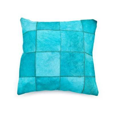 By-Boo Kussen Patchwork Leather Turquoise By-Boo Kussen Patchwork Leather Turquoise