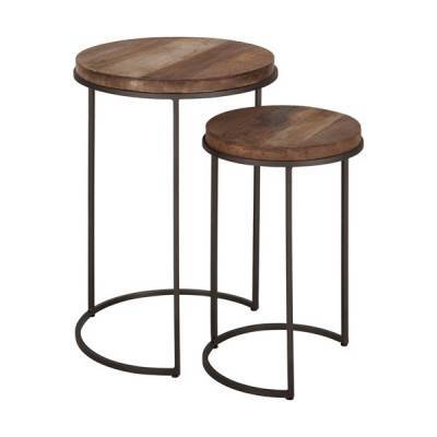 Tuareg Bijzettafel rond hoog, set van twee Tuareg Bijzettafel rond hoog, set van twee