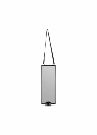 Vt Wonen Mirror with black leather robe 10x18 cm Vt Wonen Mirror with black leather robe 10x18 cm