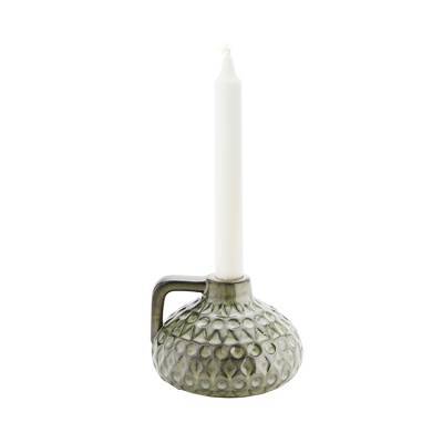 Madam Stoltz Kandelaar Stoneware Green Rond Klein Madam Stoltz Kandelaar Stoneware Green Rond Klein