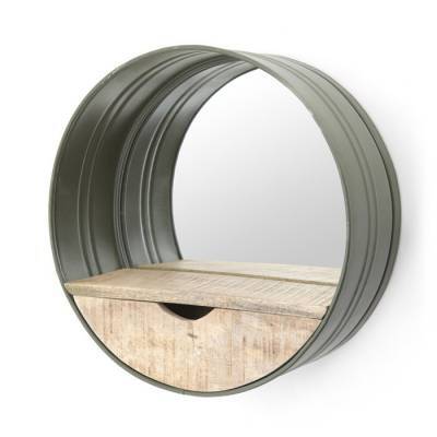 Round mirror with compartment green Round mirror with compartment green