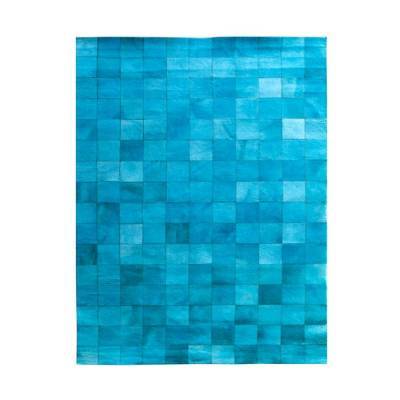By-Boo Vloerkleed Patchwork Leather Turquoise By-Boo Vloerkleed Patchwork Leather Turquoise