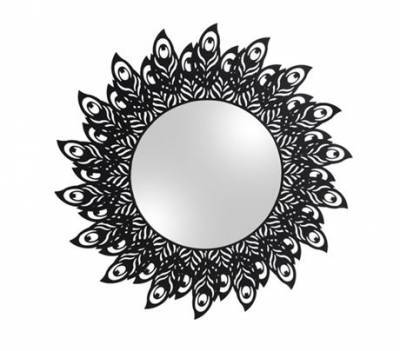 Mirror Peacock Feathers Steel Black Mirror Peacock Feathers Steel Black