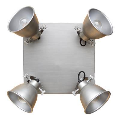 Stoere spot industrial 4-lichts antique zink Stoere spot industrial 4-lichts antique zink