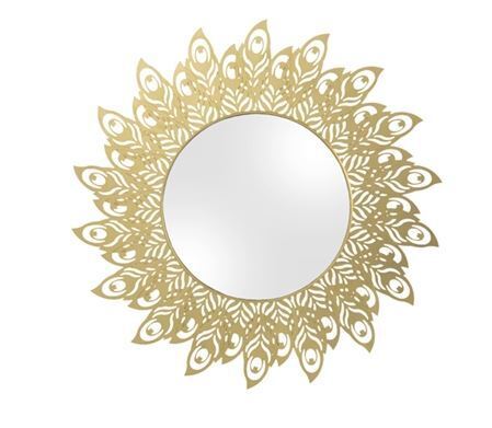 Mirror Peacock Feathers Steel Gold