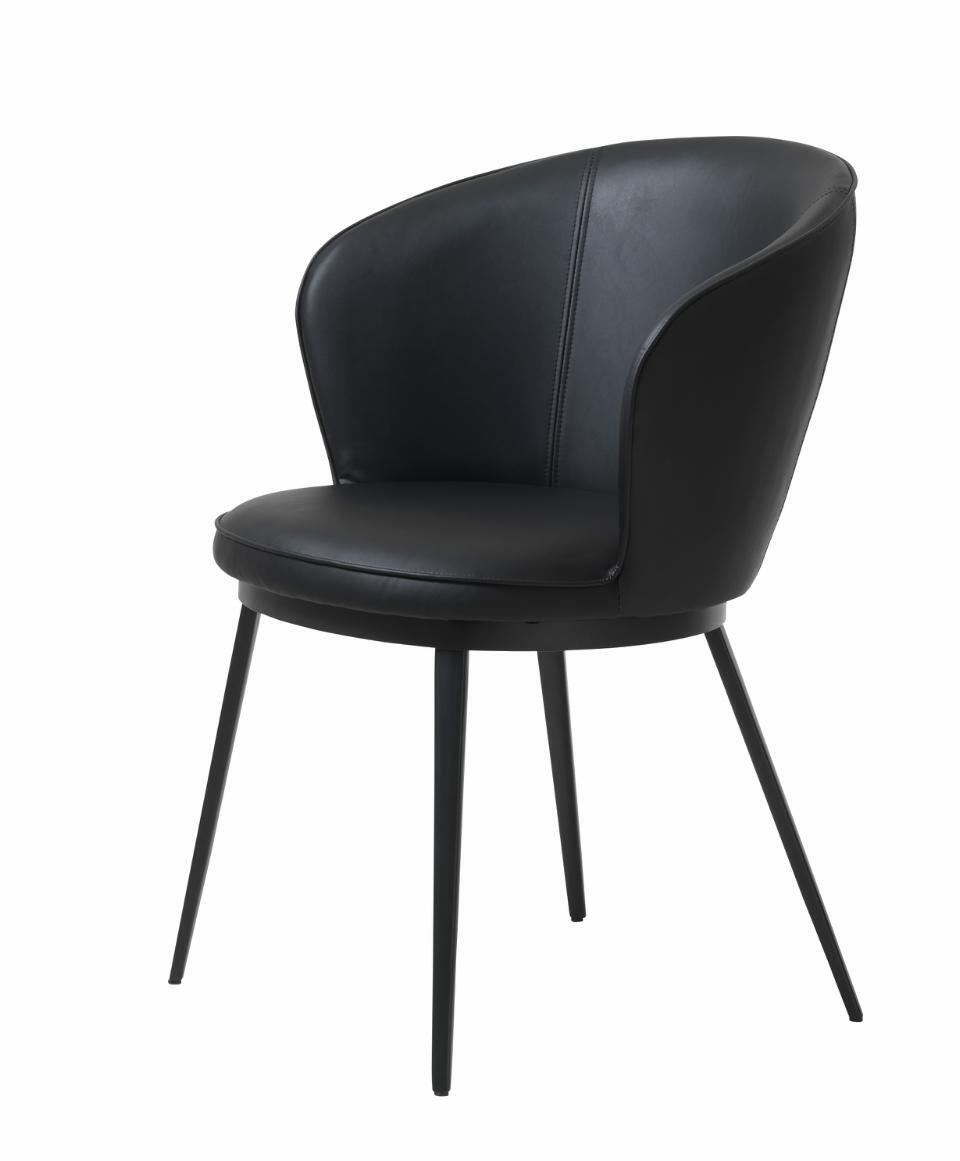 Eetkamerstoel Gain Met Armleuning Zwart Faux Leather - Giga Living