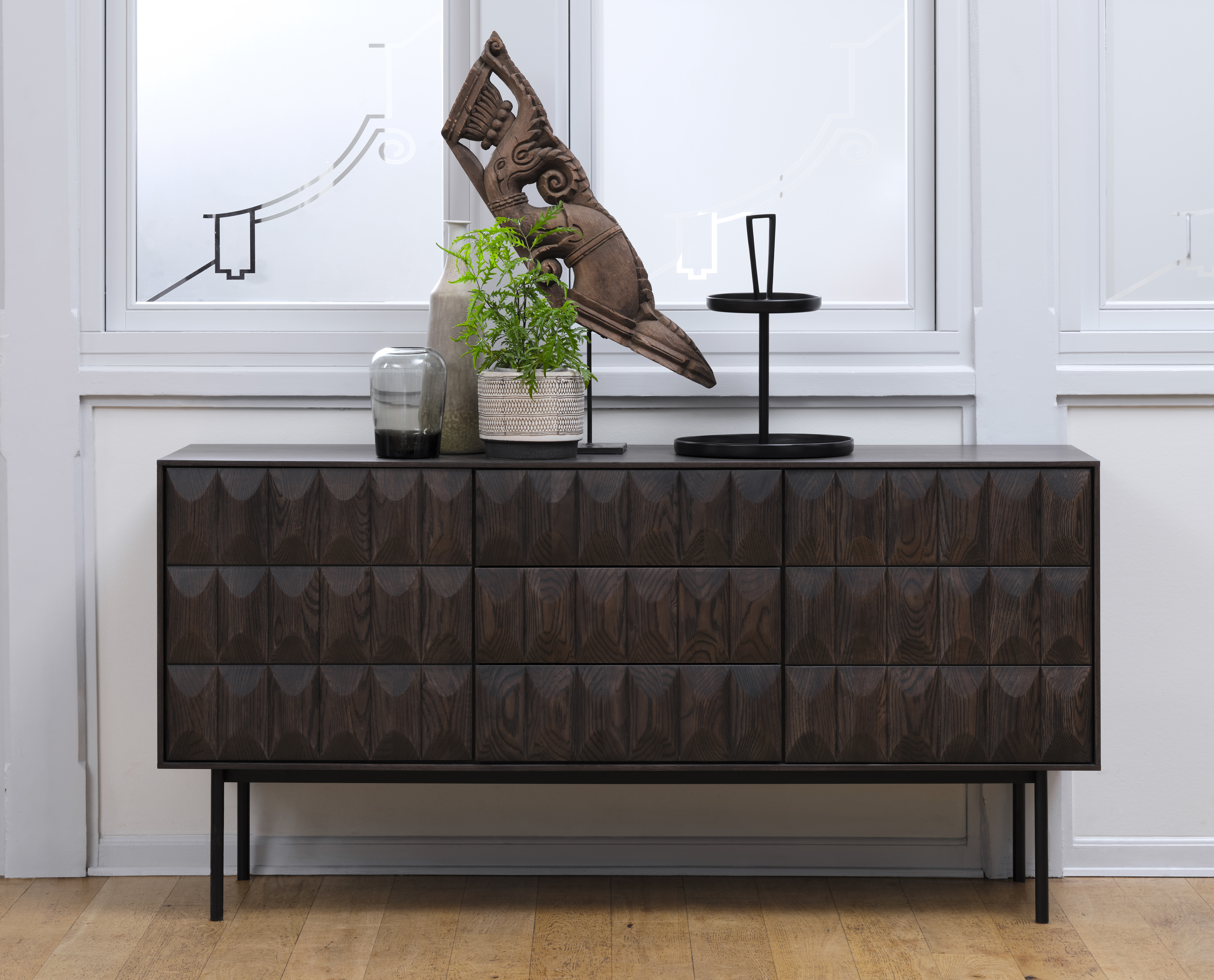 Dressoir Espresso Eikenhout - 3 Delen - Kast Latina - Giga Living