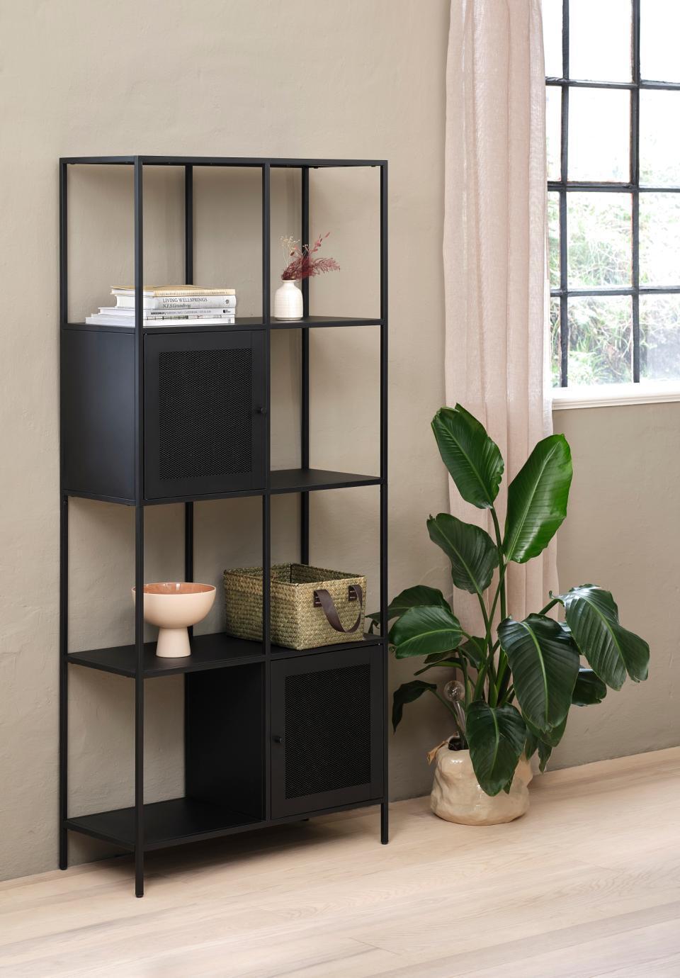 Boekenkast Malibu Zwart 2 Deurs H180 cm - Giga Living