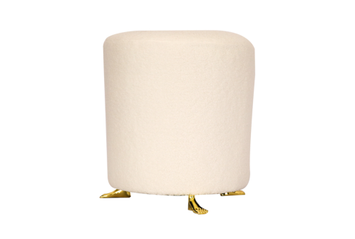 Poef Zoe Fluffy Wit 40cm - Giga Meubel