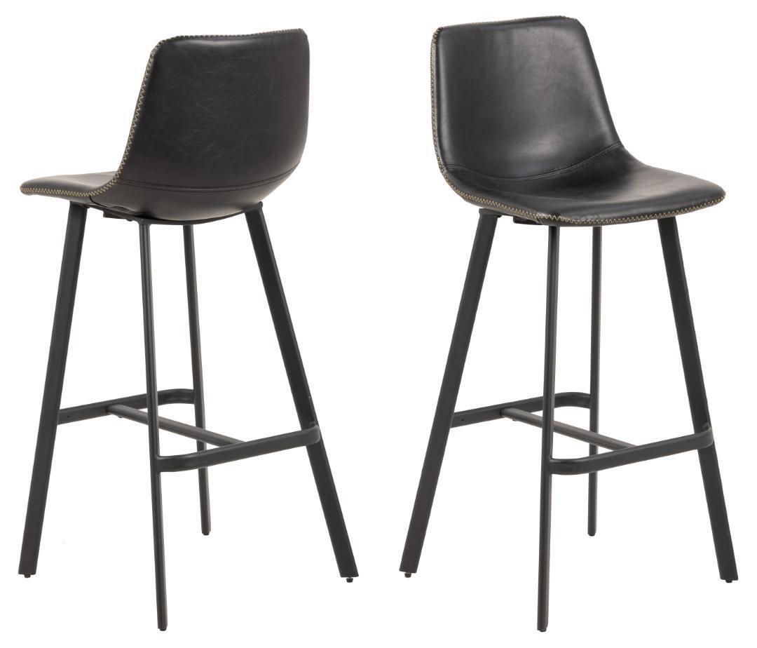 Barkruk Regina leather look Zwart - Giga Living
