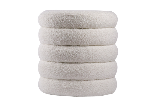 Poef Megan Fluffy Wit 45cm - Giga Meubel