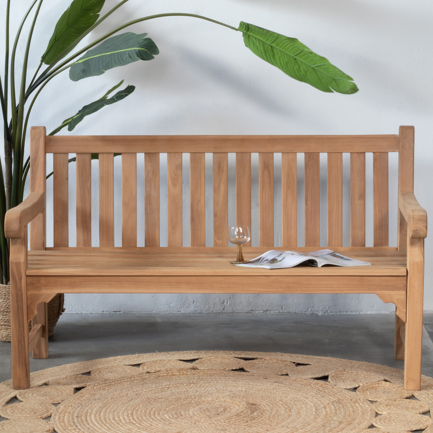 Tuinbank Hout - Bruin - 150x70x92cm - Outdoor Bank Big Classic - Giga Meubel
