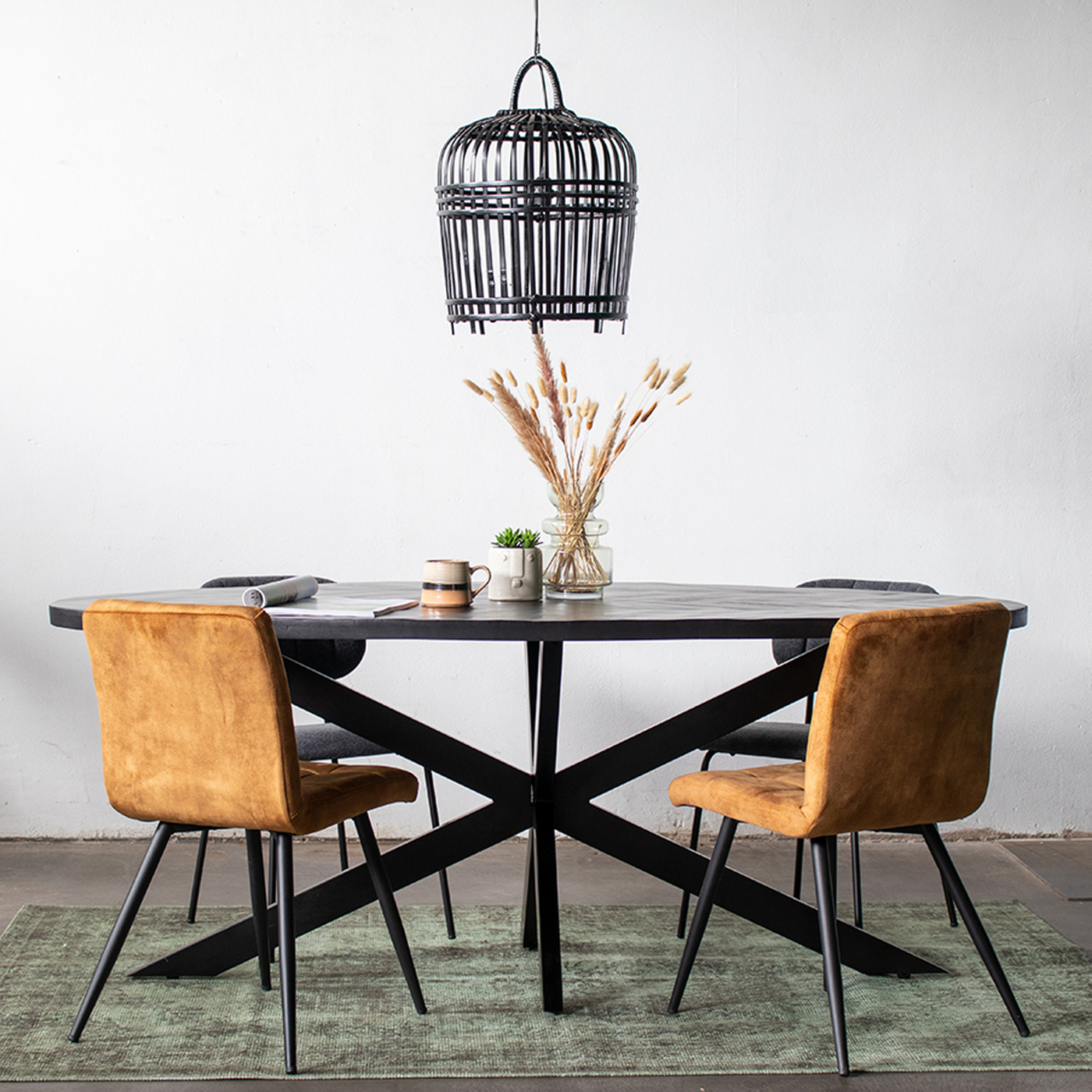 Eettafel Zwart Visgraat Ovaal Max 240cm