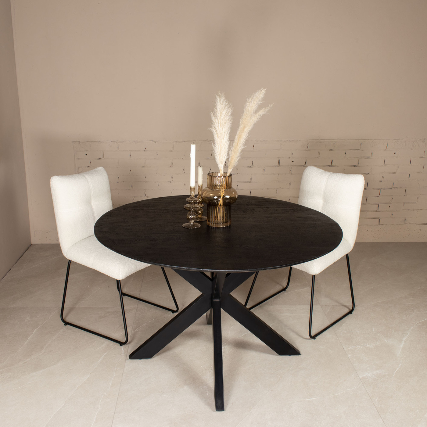 Eettafel Romeo Zwart Rond 120cm XX-poot - Giga Meubel