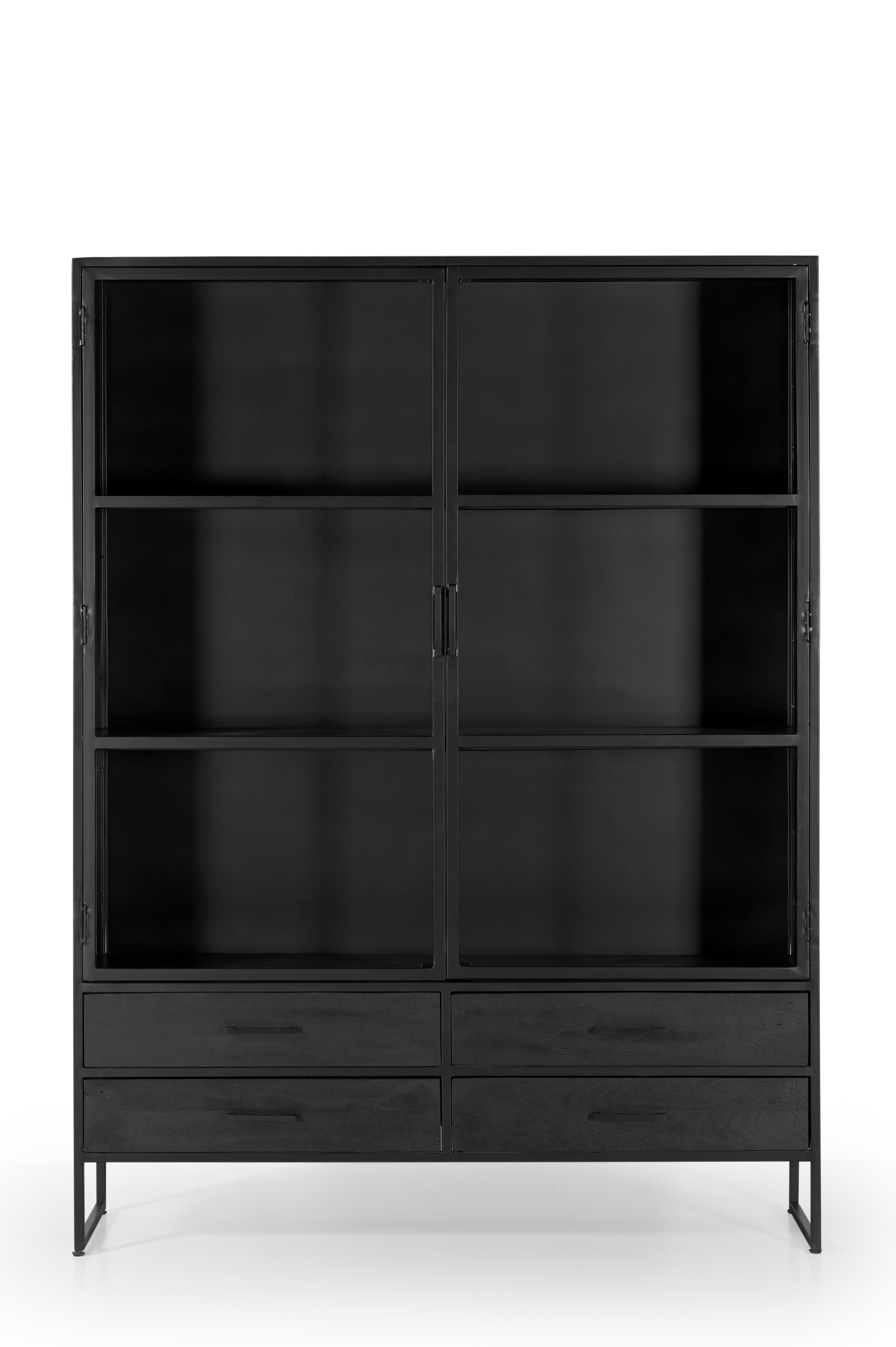 Vitrinekast Marijn Zwart 150cm - Giga Meubel