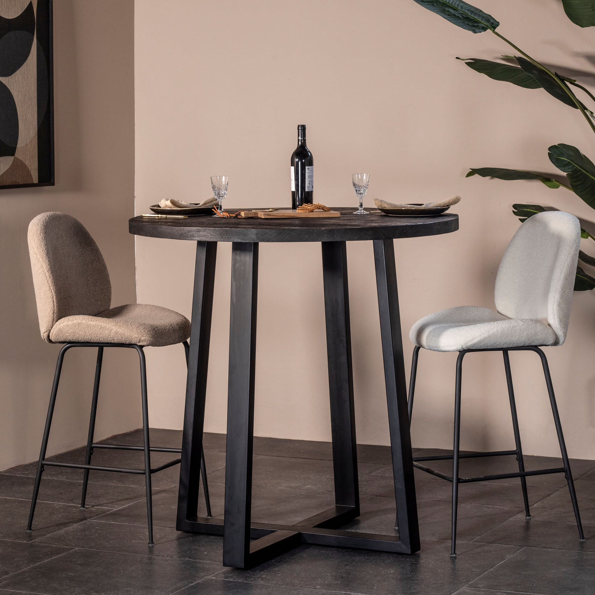 Countertafel Lowie Zwart Rond 110cm - Giga Meubel