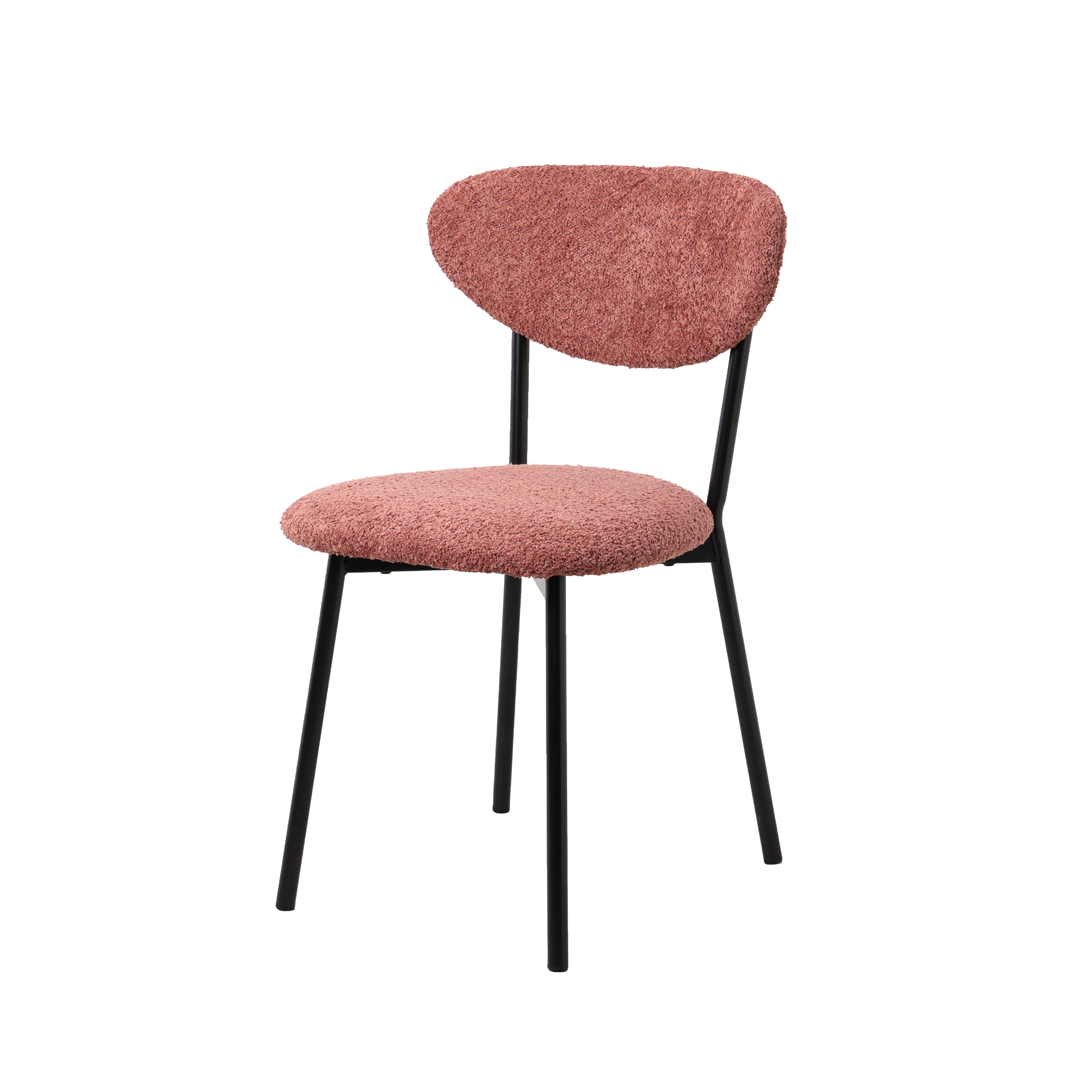 Eetkamerstoel Melanie Bouclé Roze Set van 2 - Giga Meubel