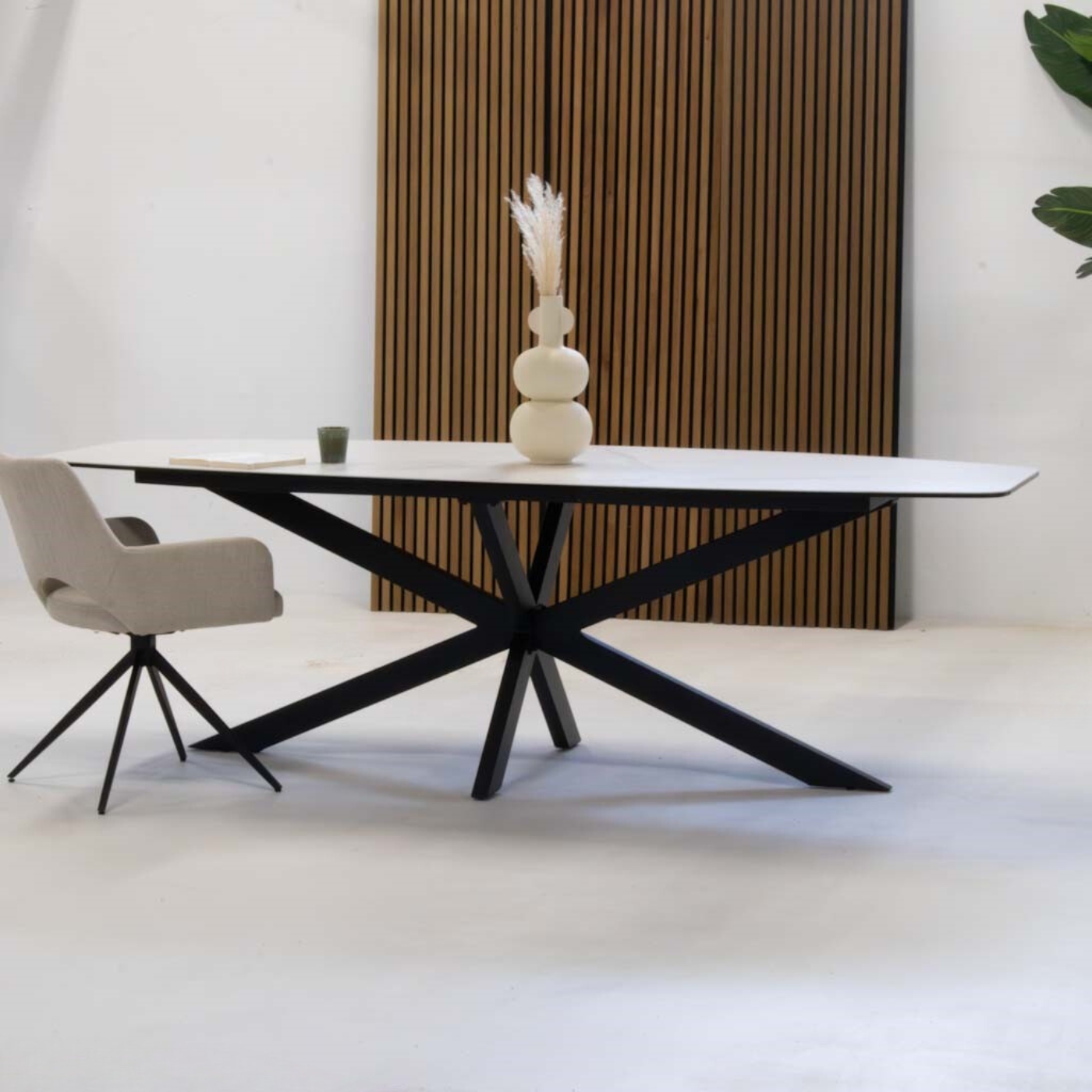 Eettafel Alicia Keramisch Wit Deens Ovaal 200cm - Giga Meubel