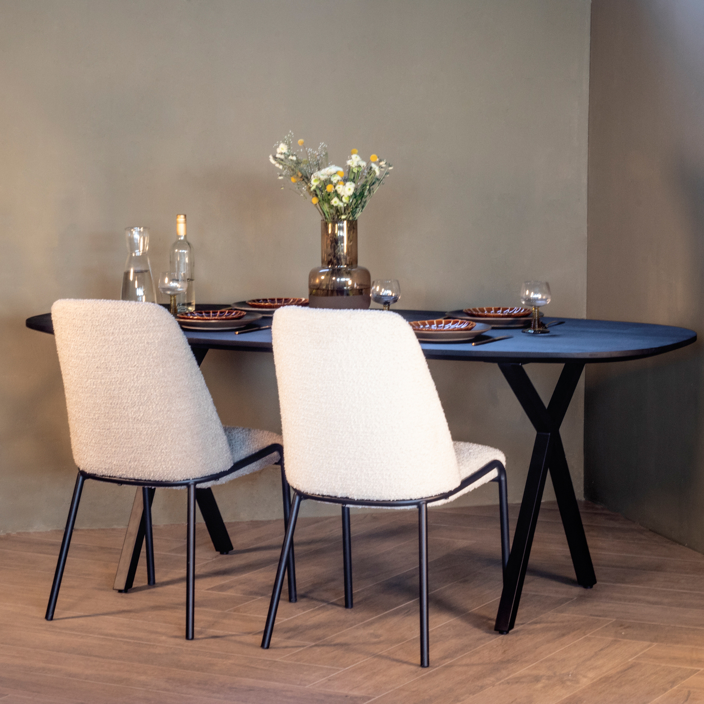 Eettafel Geneve Zwart Ovaal 200cm - Giga Meubel