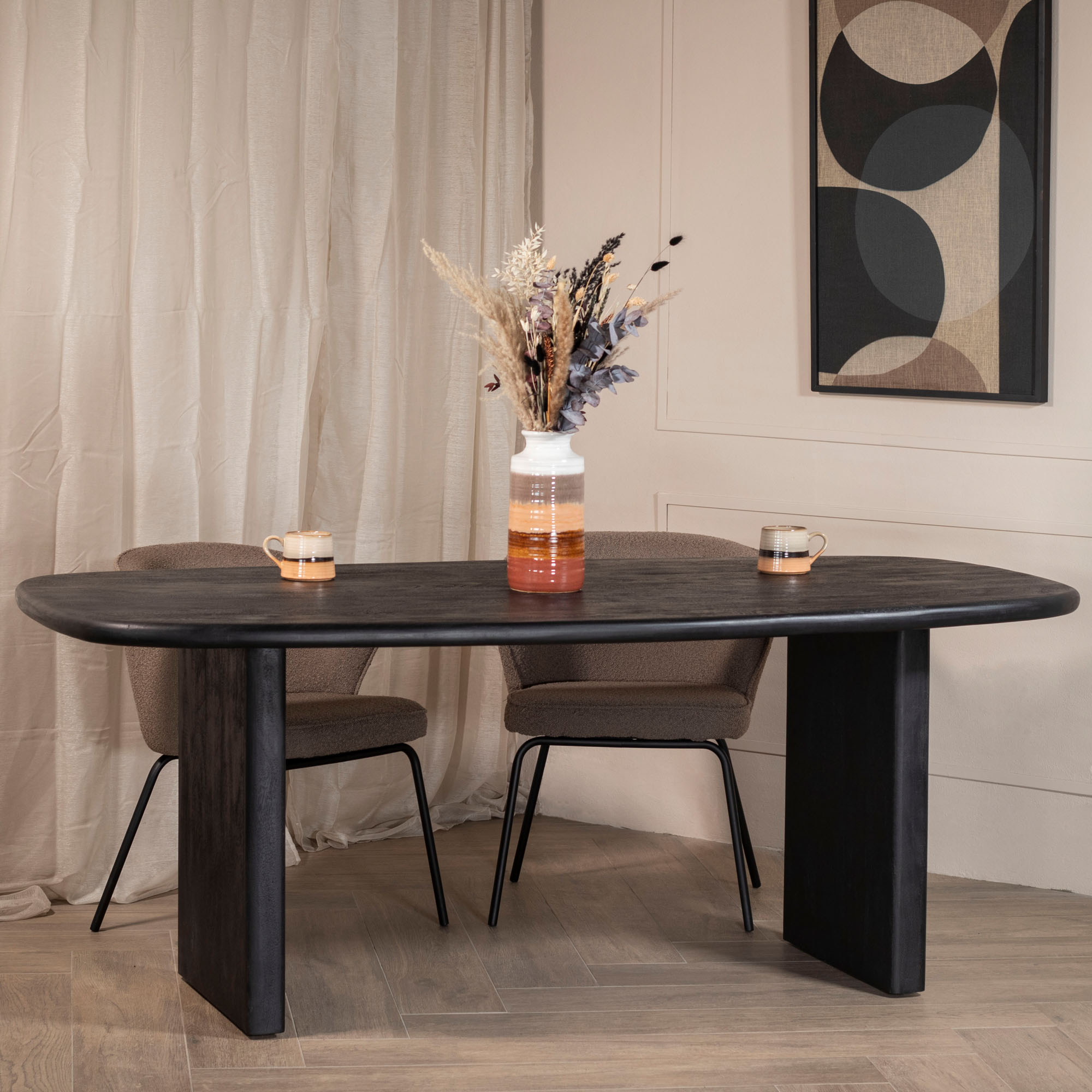 Eettafel Gin Zwart Ovaal 240cm - Giga Meubel