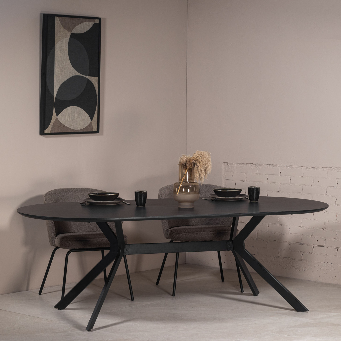 Eettafel Julian Ovaal Zwart 240cm - Giga Meubel