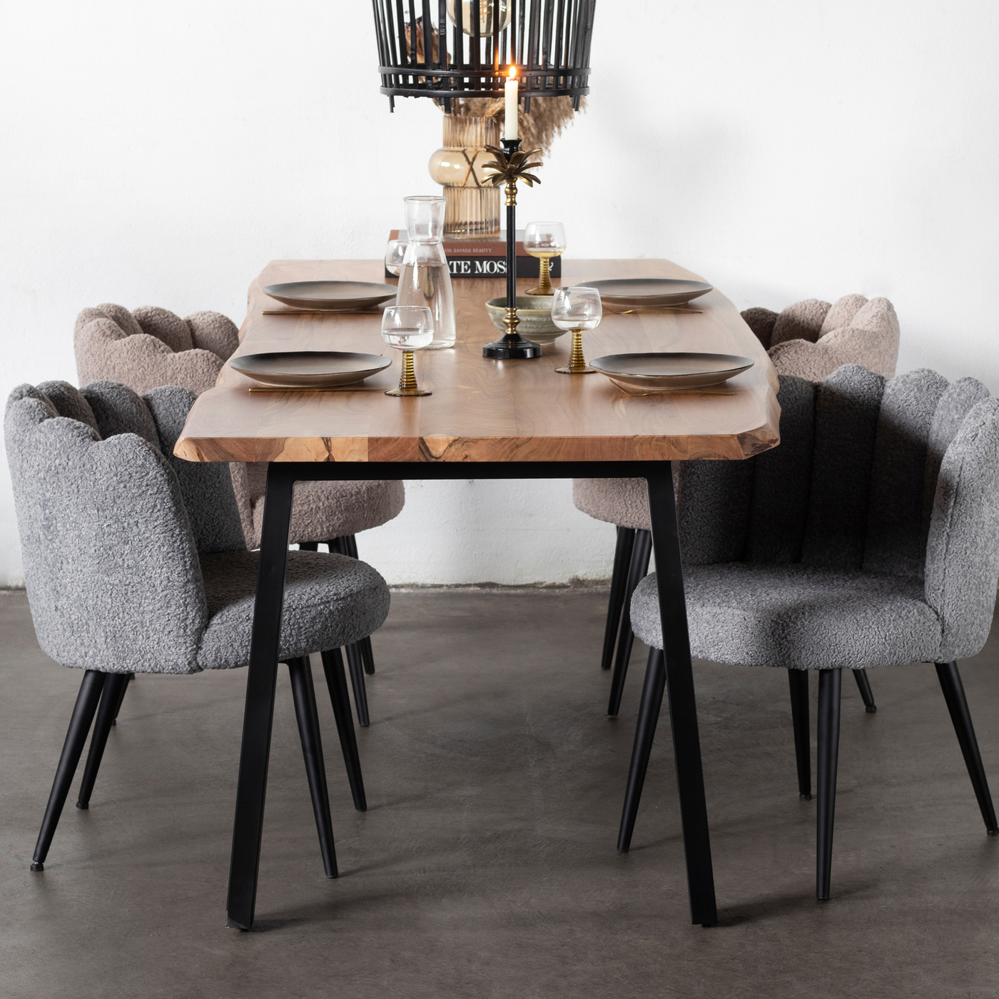 Eettafel Acaciahout - Naturel - 240x90x77cm - Tafel Lars - Giga Meubel