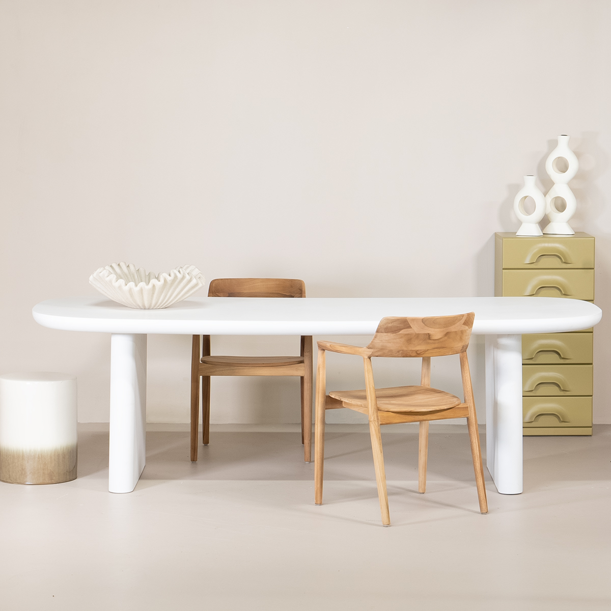 Eettafel Maya Deens Ovaal Wit 200cm - Giga Meubel