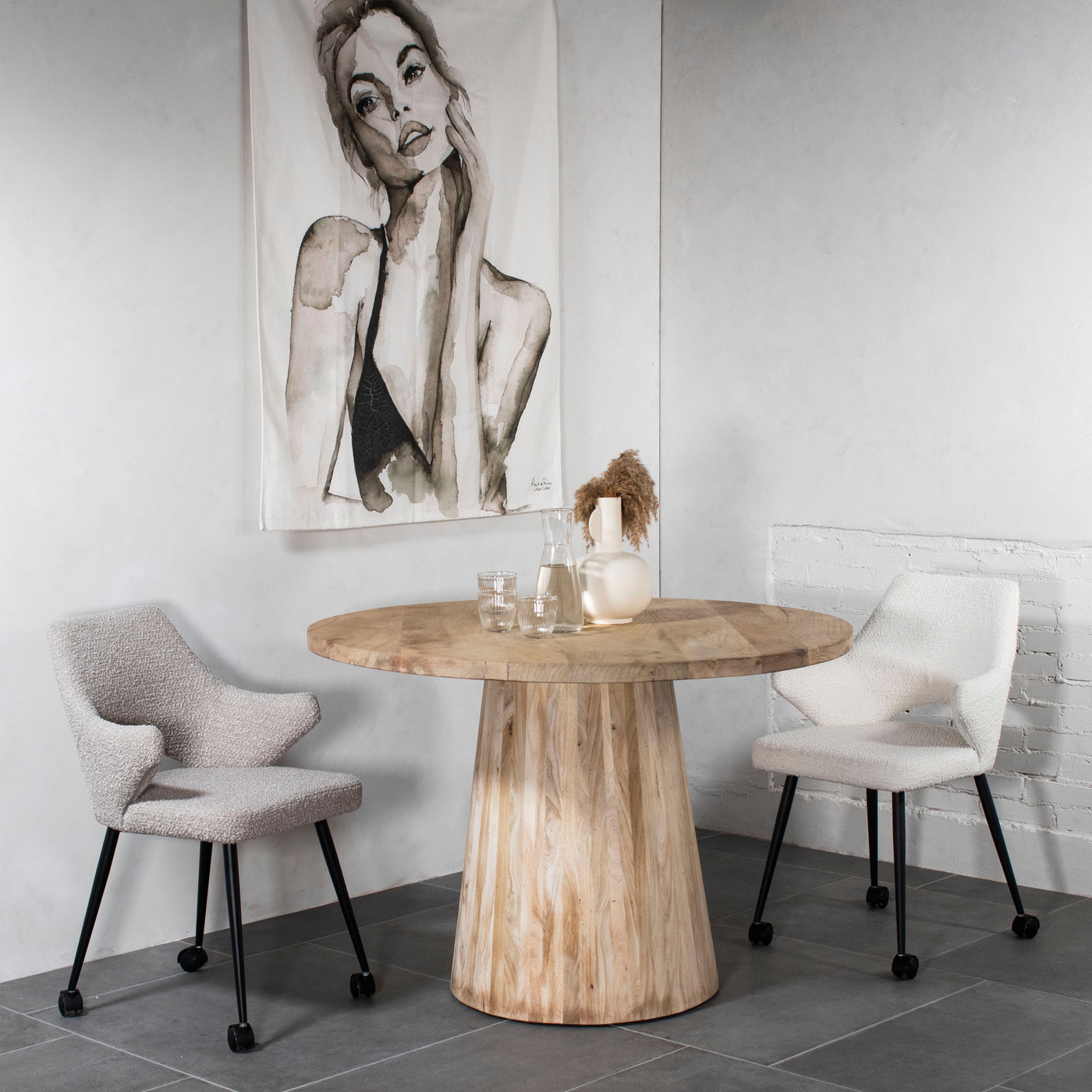 Eettafel Mila Naturel Rond 120cm - Giga Meubel