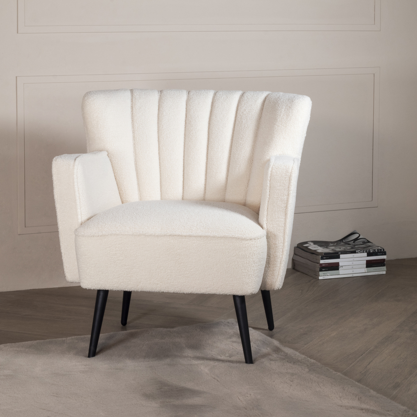 Fauteuil Teddy Wit - Zithoogte 44cm - Fauteuil Fonz - Giga Meubel