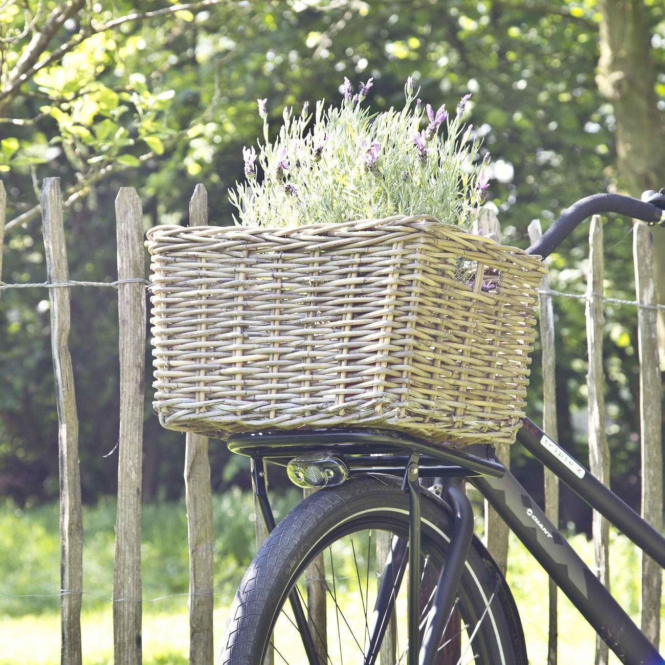 Rieten Fietsmand - 50×40×30cm - Fietsmand Rotan van Vergrijsd Rotan – Groot - Het Mandenhuys