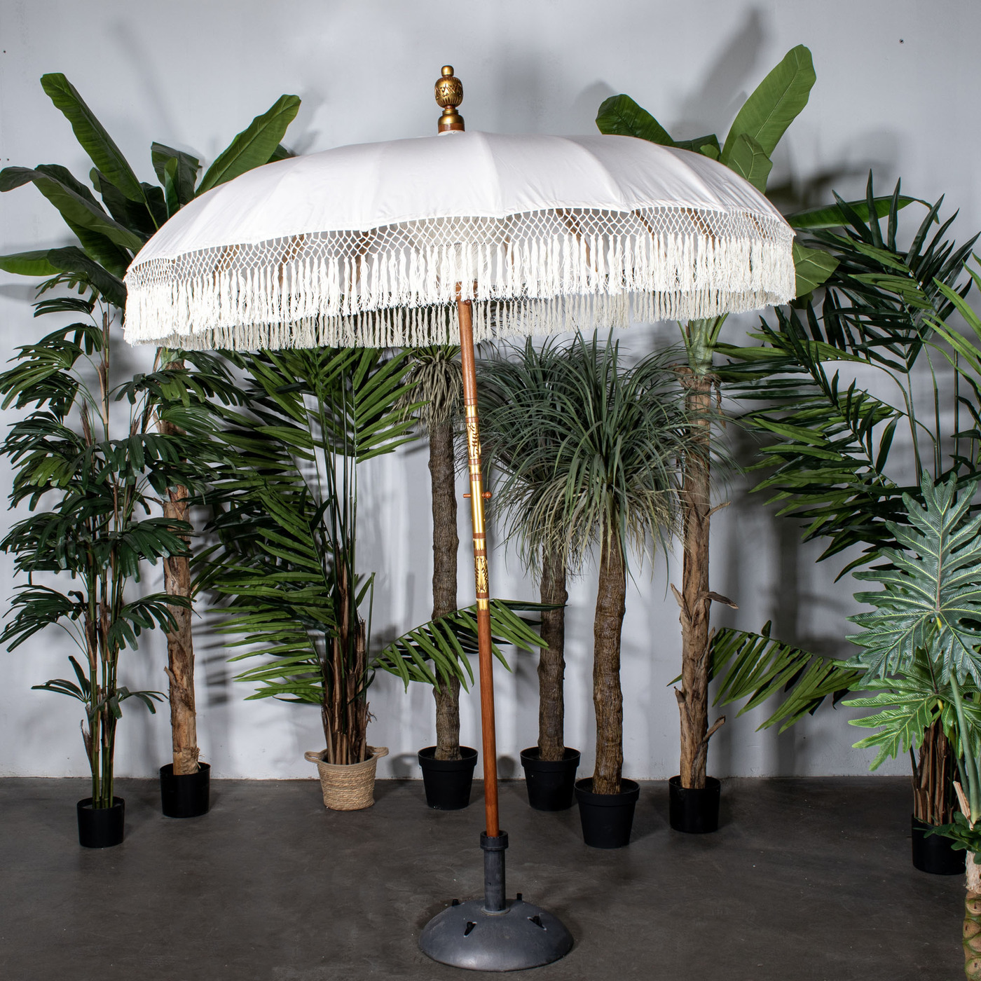 Parasol Bali Wit Luxe Met Franjes 185x260cm
