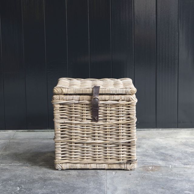 Rotan mand vierkant &apos;leather&apos;
