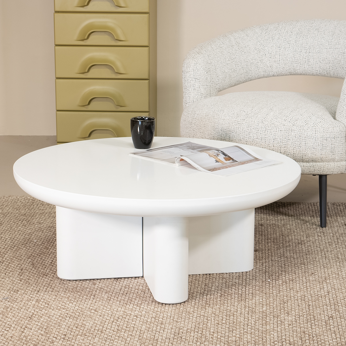 Salontafel Miso Rond Wit 90cm - Giga Meubel