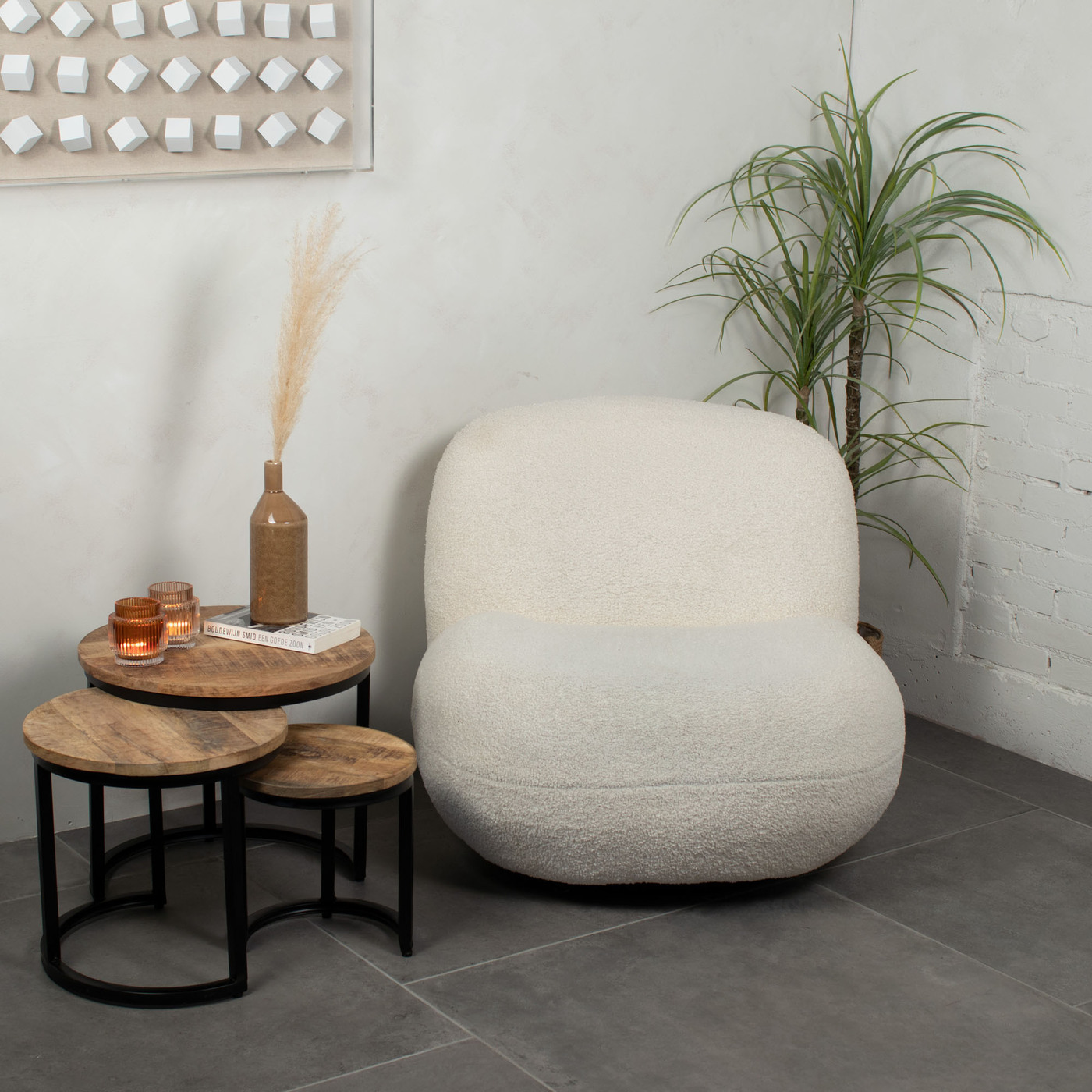 Salontafel Rond Mangohout Set van 3 - Giga meubel